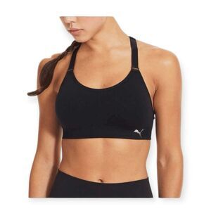 Puma Racerback Sports Bra Black Removable Cups Medium Impact L